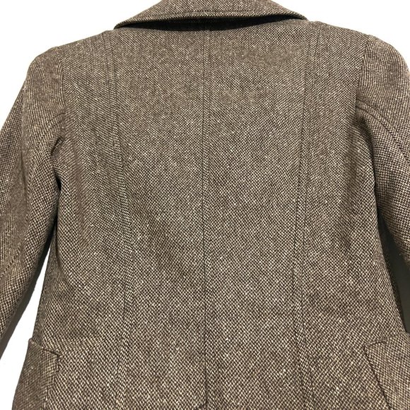 Sisley Tan Brown Italian Tweed Fitted Wool Blazer Jacket - Picture 9 of 13